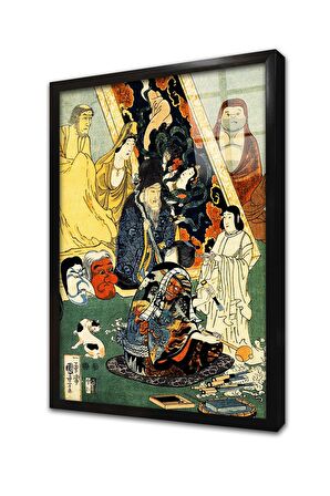 Japon Sanatı Çerçeveli Cam Tablo