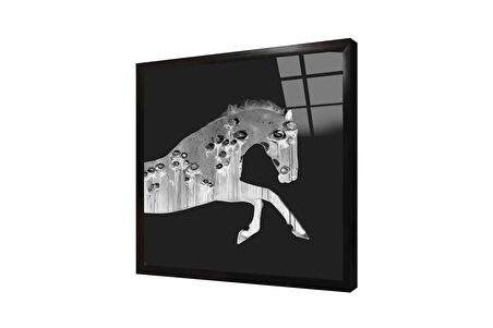 Koşan At Çerçeveli Cam Tablo