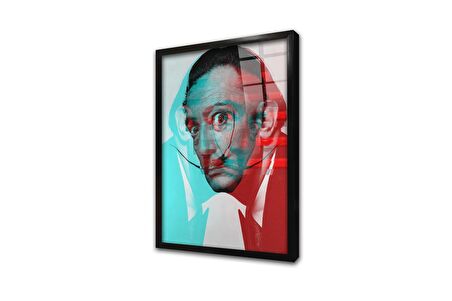 Salvador Dali Glitch Çerçeveli Cam Tablo