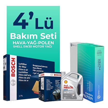 BOSCH Hyundai Accent Era 1.4 Benzin Filtre Bakım Seti Shell Motor Yağlı (2006-2012) 4 Lü