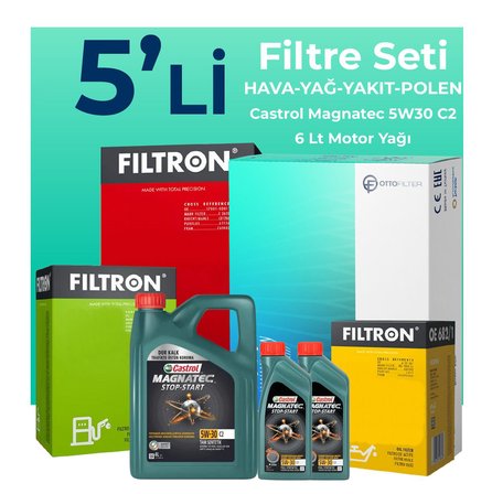 Filtron Fiat Ducato 2.2 Dizel Filtre Bakım Seti Castrol Motor Yağlı (2006-2012) 5 Li