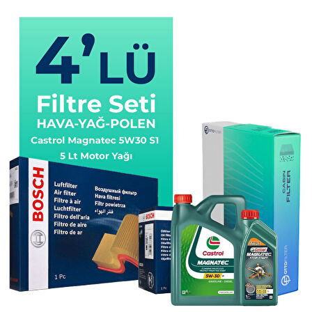 BOSCH Fiat Linea 1.6 Dizel Filtre Bakım Seti Castrol Motor Yağlı (2009-2017) 4 Lü
