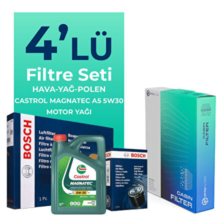 BOSCH Ford Fiesta 1.4 Dizel Filtre Bakım Seti Castrol Motor Yağlı (2009-2011) 4 Lü