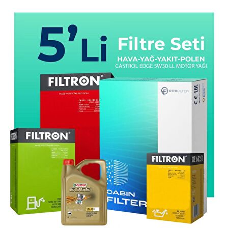 Filtron Ford Fusion 1.4 Dizel Filtre Bakım Seti Castrol Motor Yağlı (2002-2012) 5 Li