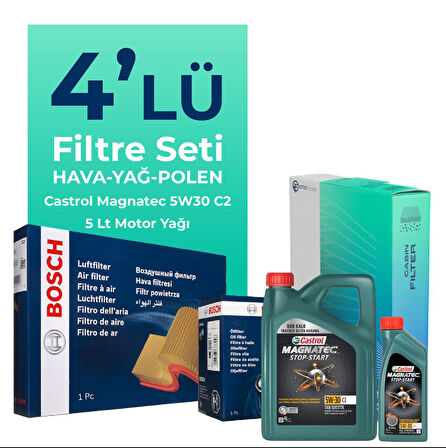 Bosch Hyundai i30 1.6 Dizel Filtre Bakım Seti Castrol Motor Yağlı (2009-2011) 4 Lü