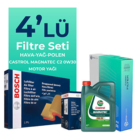 BOSCH Jeep Renegade 1.4 Benzin Filtre Bakım Seti Castrol Motor Yağlı (2016-2018) 4 Lü