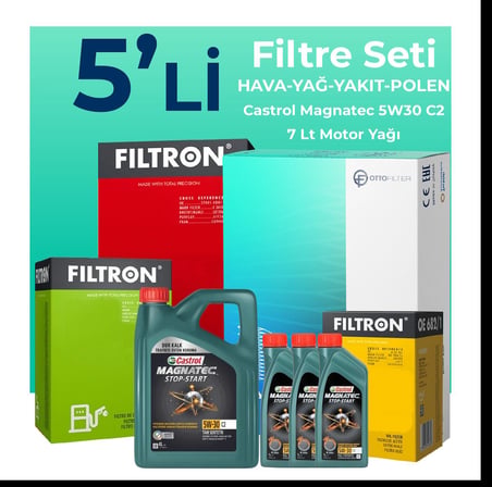 Filtron Mitsubishi L200 2.5 Dizel Filtre Bakım Seti Castrol Motor Yağlı (2008-2015) 5 Li