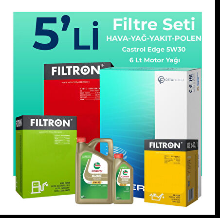 Filtron Subaru Forester 2.0 Dizel Filtre Bakım Seti Castrol Motor Yağlı (2008-2013) 5 Li