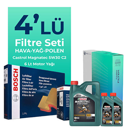 BOSCH Range Rover Vogue 3.0 Dizel Filtre Bakım Seti Castrol Motor Yağlı (2013-2018) 4 Lü