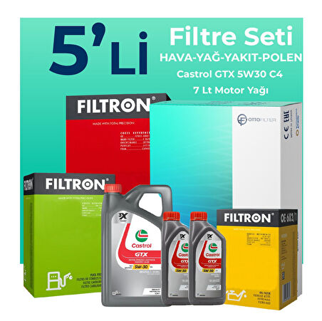 Filtron Nissan Navara 2.3 Dizel Filtre Bakım Seti Castrol Motor Yağlı (2015-2021) 5 Li