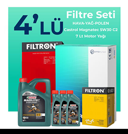 Filtron Peugeot Boxer 2.2 Dizel Filtre Bakım Seti Castrol Motor Yağlı (2014-2016) 4 Lü
