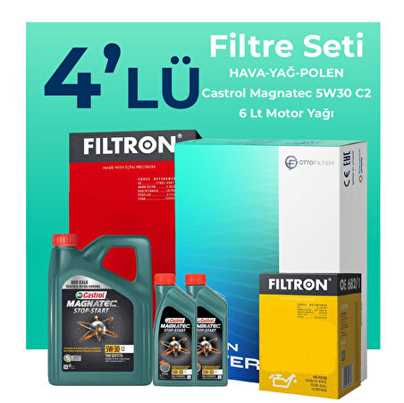 Filtron Mercedes E220 Dizel Filtre Bakım Seti Castrol Motor Yağlı (2003-2009) 4 Lü