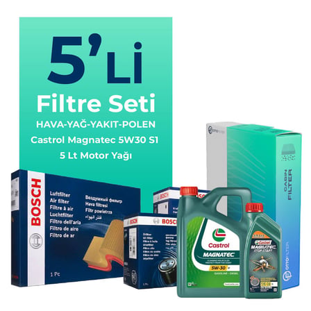 BOSCH Fiat Doblo 1.6 Dizel Filtre Bakım Seti Castrol Motor Yağlı (2015-2023) 5 Li