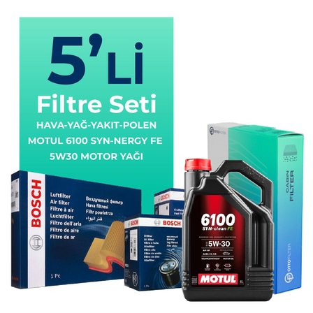 BOSCH Citroen C4 1.6 Dizel Filtre Bakım Seti Motul Motor Yağlı (2004-2011) 5 Li