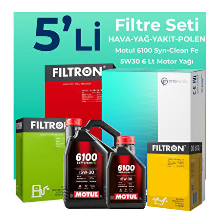 Filtron Dacia Sandero 1.5 BlueDci Dizel Filtre Bakım Seti Motul Motor Yağlı (2018-2021) 5 Li