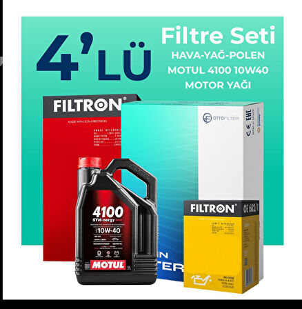 Filtron Fiat Albea 1.4 Benzinli Filtre Bakım Seti Motul Motor Yağlı (2006-2012) 4 Lü