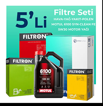Filtron Fiat Egea 1.3 Dizel Filtre Bakım Seti Motul Motor Yağlı (2015-2018) 5 Li