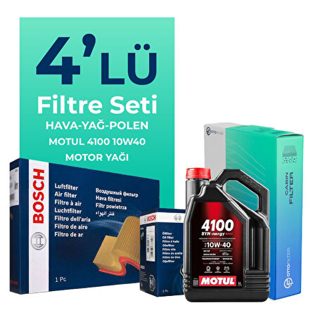 BOSCH Fiat Punto 1.4 Benzinli Filtre Bakım Seti Motul Motor Yağlı (2005-2011) 4 Lü