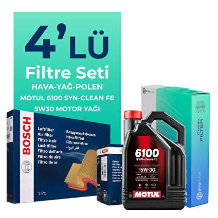 BOSCH Ford Fiesta 1.4 Dizel Filtre Bakım Seti Motul Motor Yağlı (2010-2013) 4 Lü