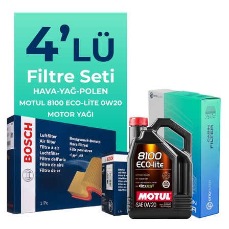 BOSCH Hyundai Bayon 1.4 Benzinli Filtre Bakım Seti Motul Motor Yağlı (2021-2023) 4 Lü