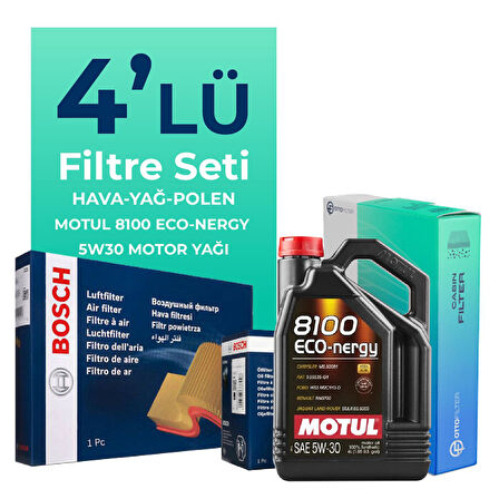 BOSCH Kia Cerato 1.6 Benzin Filtre Bakım Seti Motul Motor Yağlı (2010-2013) 4 Lü