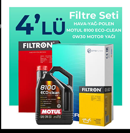 Filtron Peugeot 2008 1.6 Benzin Vti Filtre Bakım Seti Motul Motor Yağlı (2013-2018) 4 Lü