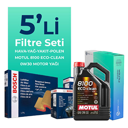 BOSCH Peugeot Partner 1.6 BlueHDi Dizel Filtre Bakım Seti Motul Motor Yağlı (2015-2018) 5 Li