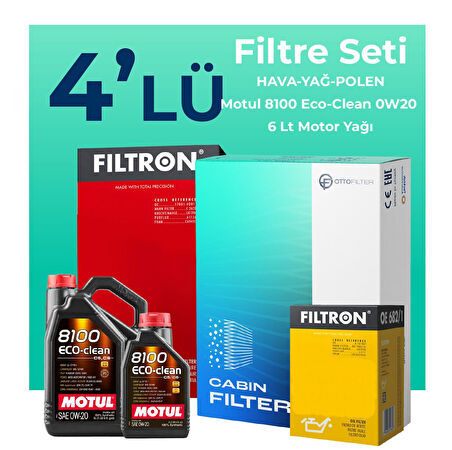 Filtron Volvo S60 2.0 B5 Filtre Bakım Seti Motul Motor Yağlı (2019-2024) 4 Lü