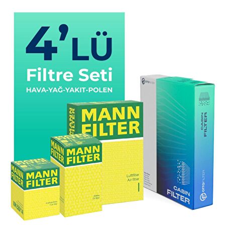 MANN Peugeot Rifter 1.5 BLUE HDI Filtre Bakım Seti (2019-2022) 4 LU