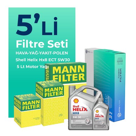 MANN Kia Soul 1.6 Dizel Filtre Bakım Seti Shell Motor Yağlı (2010-2014) 5 Li
