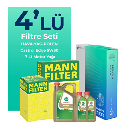 MANN Amarok 2.0 Dizel Filtre Bakım Seti Castrol Motor Yağlı (2010-2017) 4 Lü