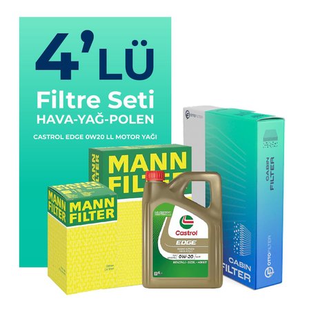 MANN Ford Kuga 1.6 Benzin Filtre Bakım Seti Castrol Motor Yağlı (2013-2017) 4 Lü