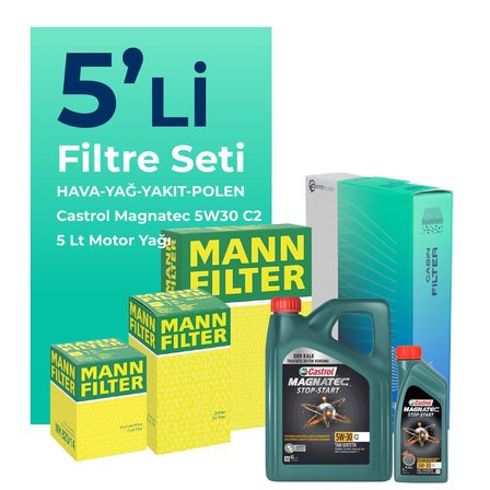 MANN Hyundai i30 1.6 Dizel Filtre Bakım Seti Castrol Motor Yağlı (2012-2016) 5 Li