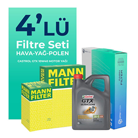MANN Nissan Almera 1.5 Filtre Bakım Seti Castrol Motor Yağlı (2001-2008) 4 Lü