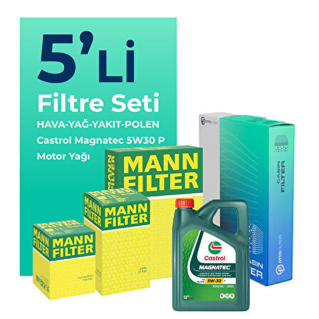 MANN Peugeot 3008 1.5 Dizel Filtre Bakım Seti Castrol Motor Yağlı (2018-2024) 5 Li