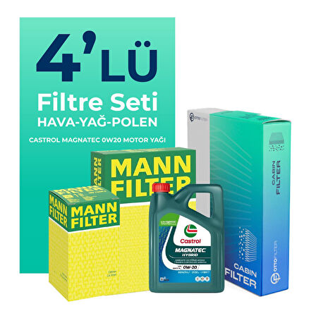 MANN Skoda Scala 1.0 TSi Filtre Bakım Seti Castrol Motor Yağlı (2020-2023) 4 Lü