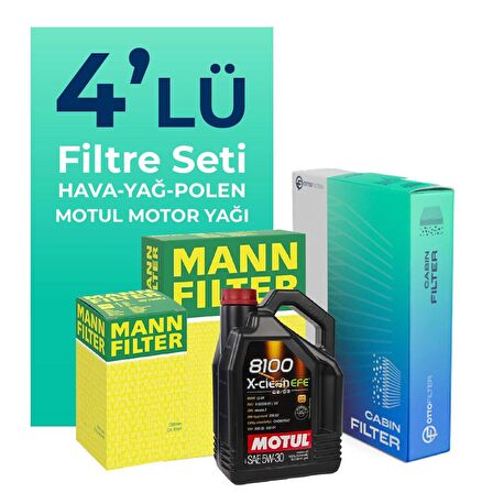 MANN Honda Civic 1.5 Benzin FC5 Filtre Bakım Seti Motul Motor Yağlı (2017-2021) 4 Lü