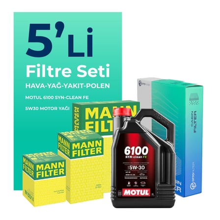 MANN Peugeot 208 1.4 Dizel Filtre Bakım Seti Motul Motor Yağlı (2012-2016) 5 Li