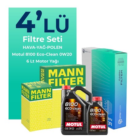 MANN Volvo S60 1.5 Benzin Filtre Bakım Seti Motul Motor Yağlı (2015-2018) 4 Lü