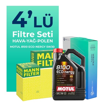 MANN Dacia Logan 1.2 Benzinli Filtre Bakım Seti Motul Motor Yağlı (2012-2018) 4 Lü