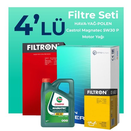 Filtron Citroen DS4 1.5 Dizel Filtre Bakım Seti Castrol Motor Yağlı (2022-2024) 4 Lü