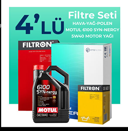 Filtron Alfa Mito 1.4 TB Filtre Bakım Seti Motul Motor Yağlı (2009-2018) 4 Lü