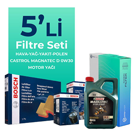 BOSCH Ford Courier 1.5 EcoBlue Filtre Bakım Seti Castrol Motor Yağlı (2018-2023) 5 Li