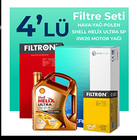Filtron Hyundai i10 1.0 Benzin Filtre Bakım Seti Shell Motor Yağlı (2020-2024) 4 Lü