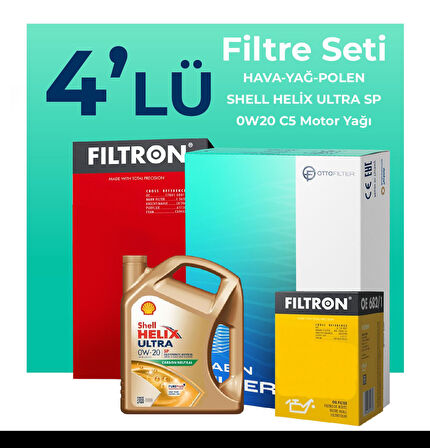 Filtron Hyundai i20 1.2 Benzin Filtre Bakım Seti Shell Motor Yağlı (2020-2024) 4 Lü