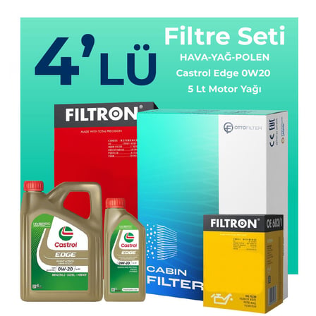 Filtron Mercedes GLB200 Benzin Filtre Bakım Seti Castrol Motor Yağlı (2020-2025) 4 Lü