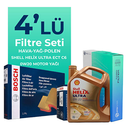 BOSCH Mitsubishi Eclipse Cross 1.5 Filtre Bakım Seti Shell Motor Yağlı (2017-2021) 4 Lü