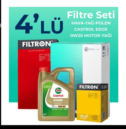 Filtron Audi Q5 40 TDi Filtre Bakım Seti Castrol Motor Yağlı (2021-2024) 4 Lü