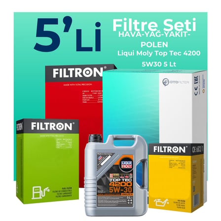 Filtron Volkswagen Polo 1.6 Dizel Filtre Bakım Seti Liqui Moly Motor Yağlı (2018-2021) 5 Li