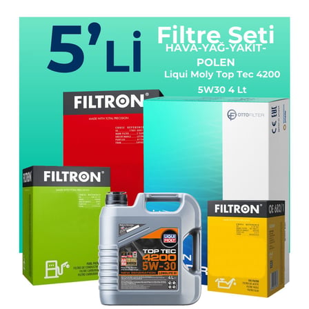 Filtron Volkswagen Polo 1.4 Dizel Filtre Bakım Seti Liqui Moly Motor Yağlı (2014-2017) 5 Li